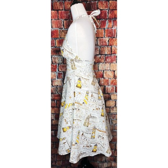 J Crew Lighthouse Postcard Halter Linen Dress Gulf Of Mexico Maine New England 2 - Picture 4 of 6